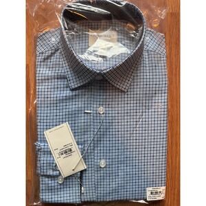 CON.STRUCT‎ Plaid Dress Shirt Long Sleeve Button Down Blue Medium 15-15.5